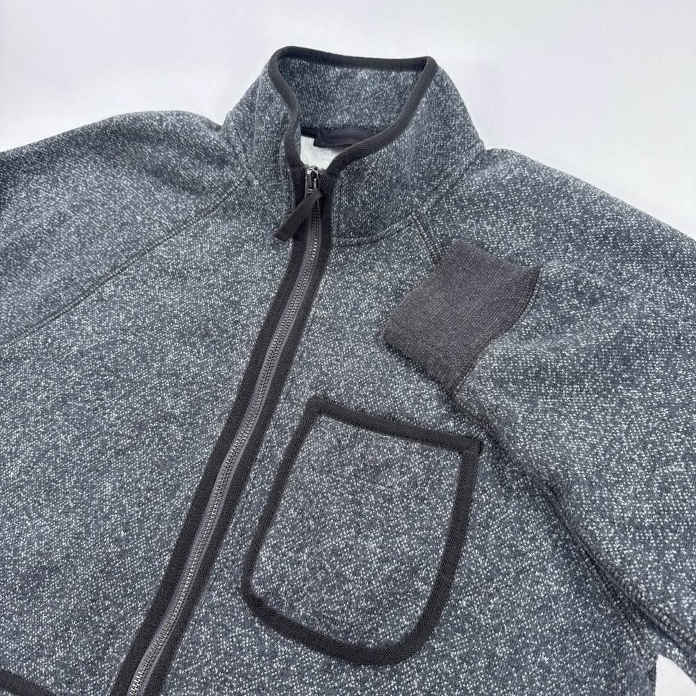 Wallace & Barnes Mens Fleece Jacket Medium Grey Marled Full Zip Mock Neck BC007